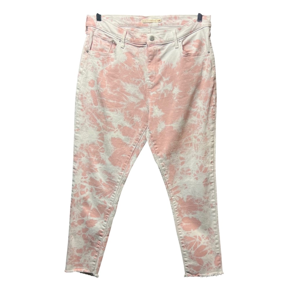 Levi's 721 High Rise Skinny Ankle Jeans Pink Tie Dye Denim Women's Plus Size 16W